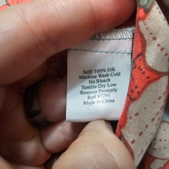 Johnny Was Floral Silk Blouse S Red Multi 3/4 Sleeves Pleated Peplum Flowy Boho - Picture 5 of 10